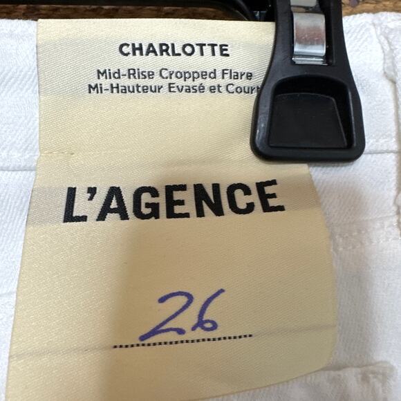 L'Agence Charlotte Mid Rise Cropped Flare White Jeans Size 26  NWT - Picture 4 of 6